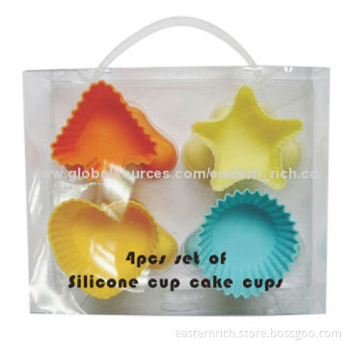 Silicone mini cake pan set, 4pcs, star moon round heart shape